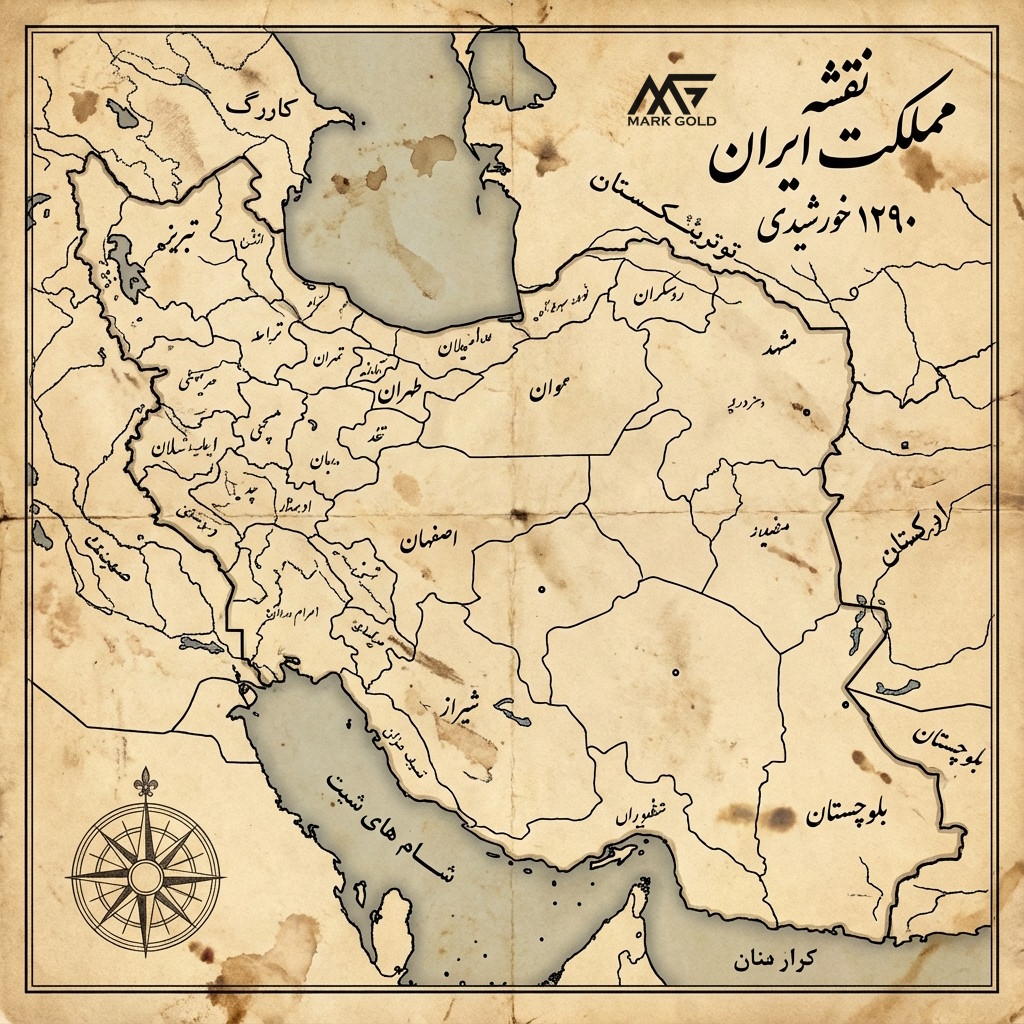 نقشه ایران سال 1290 خورشیدی