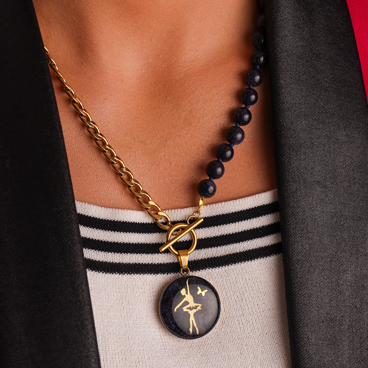 گردنبند دخترانه روکش طلا طرح بالرین