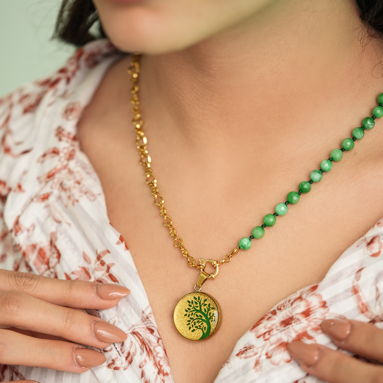 گردنبند روکش طلا طرح درخت زندگی