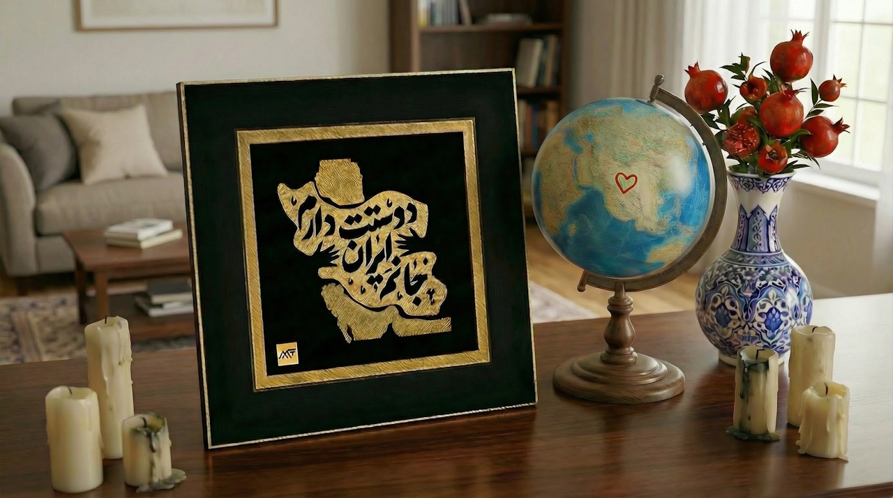 تابلو روکش طلا دوستت دارم ایران جانم