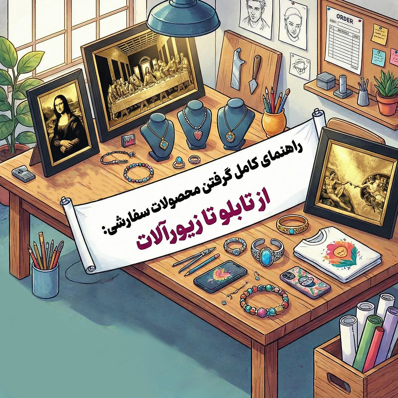 راهنمای کامل سفارش محصولات سفارشی از تابلو تا زیورآلات، از ایده تا تحویل یک هدیه ماندگار
