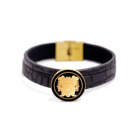 دستبند چرم روکش طلا سری ونوس ماه تولد خرداد