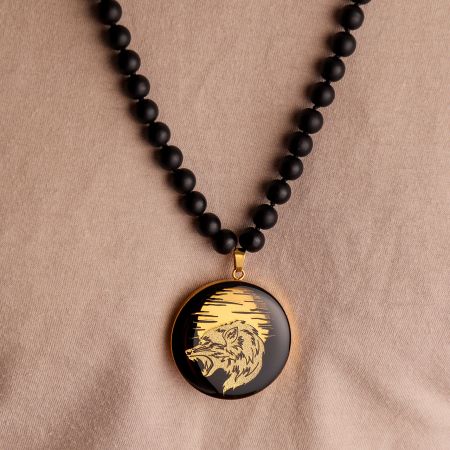 گردنبند روکش طلا طرح گرگ و ماه