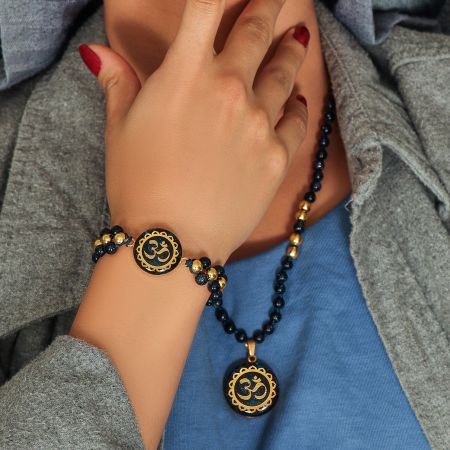 گردنبند دخترانه روکش طلا طرح اُم