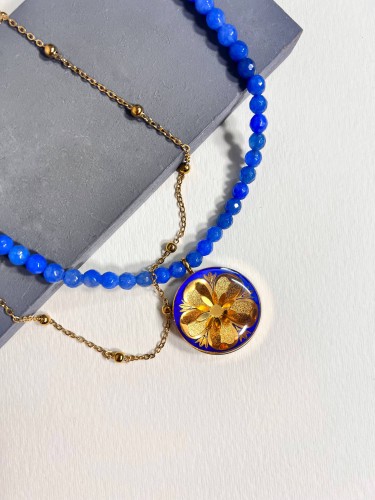 گردنبند دخترانه روکش طلا طرح نیلوفر