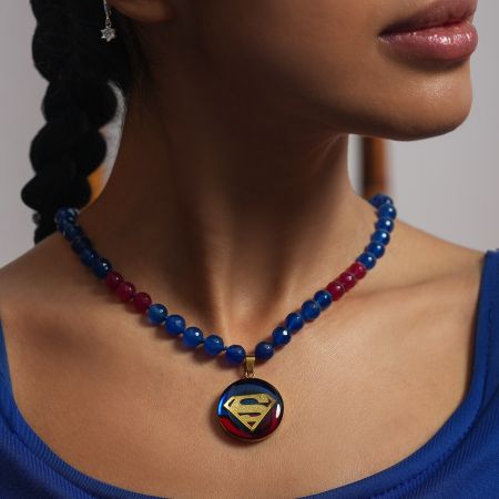 گردنبند روکش طلا طرح سوپرگرل
