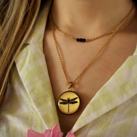 گردنبند دخترانه روکش طلا طرح سنجاقک