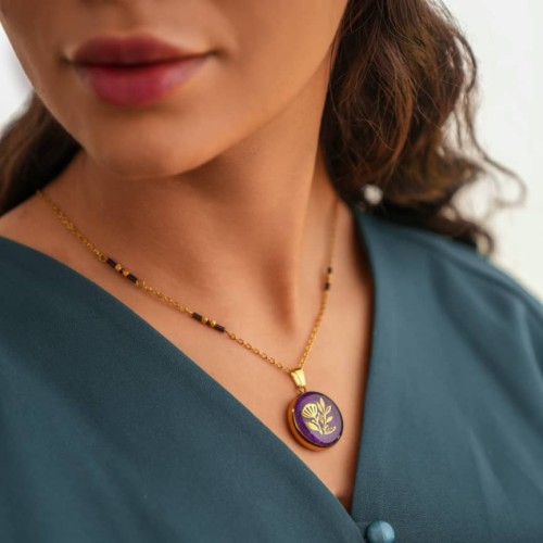 گردنبند روکش طلا طرح شقایق