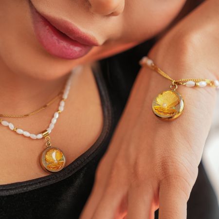 گردنبند روکش طلا طرح صدف
