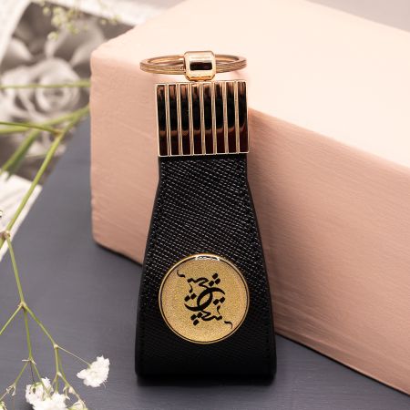 جاکلیدی چرم روکش طلا طرح هیچ 2 چرم هرمس