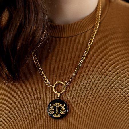 گردنبند دخترانه روکش طلا ماه تولد مهر سری رویال