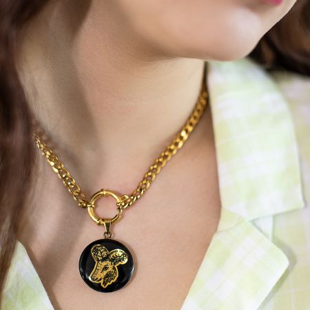 گردنبند دخترانه روکش طلا ماه تولد دی سری رویال