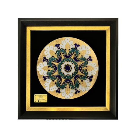 تابلو بشقاب ورق طلا سری ماهک طرح 18