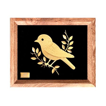 تابلو روکش طلا طرح درنا سری بامبو