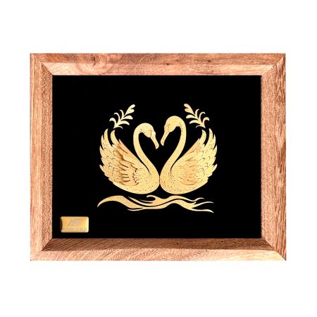 تابلو روکش طلا قو سری بامبو