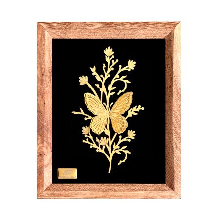 تابلو روکش طلا پروانه سری بامبو