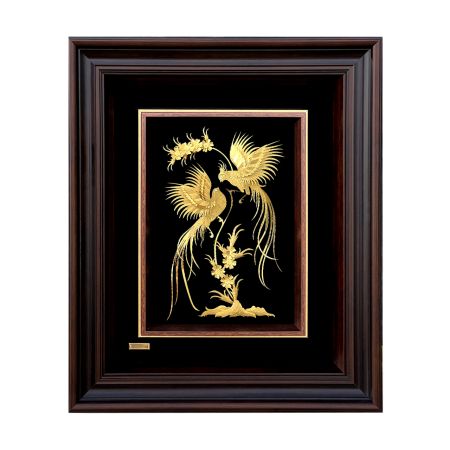 تابلو طلاکوب  طرح مرغ عشق