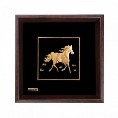 تابلو روکش طلا اسب کوچک