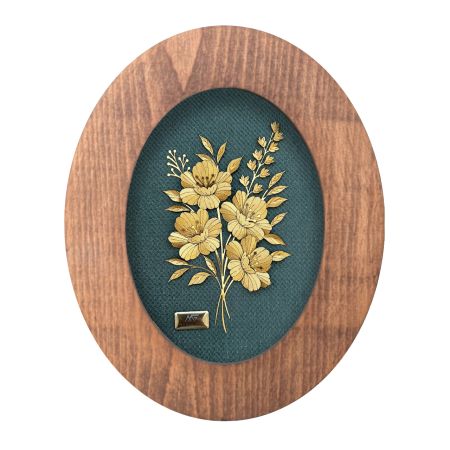 تابلو روکش طلا طرح سوسن سری زمرد