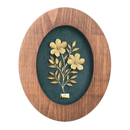 تابلو روکش طلا طرح میخک سری زمرد