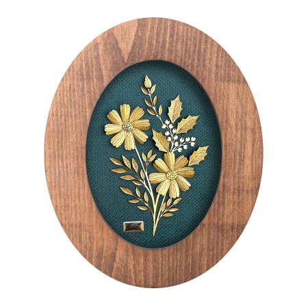  تابلو روکش طلا طرح زنبق سری زمرد