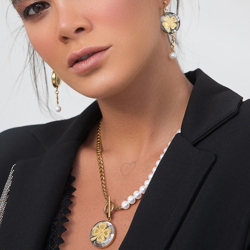 گردنبند دخترانه روکش طلا طرح شبدر شانس