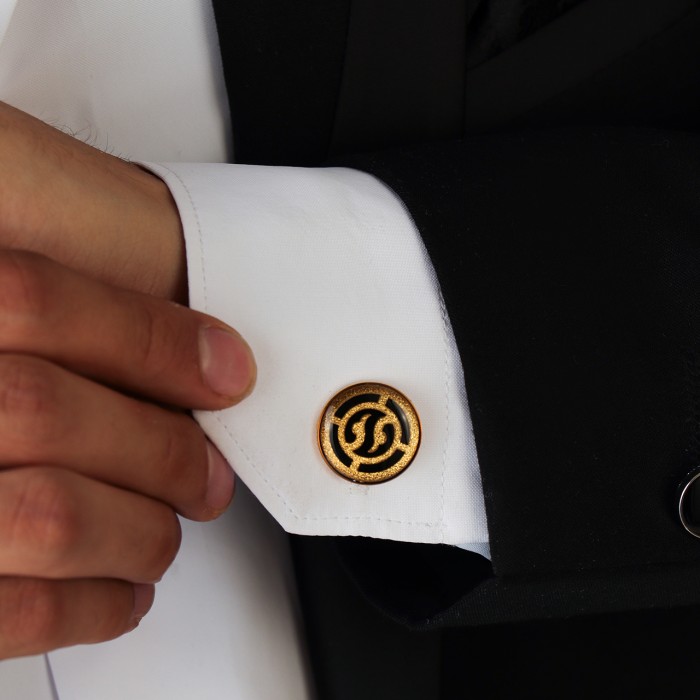 دکمه سردست روکش طلا طرح جاویدان