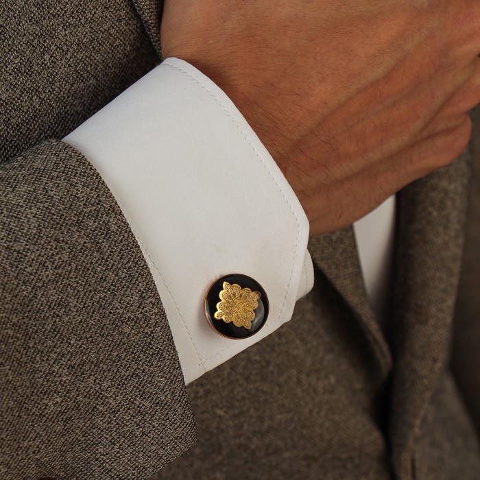 دکمه سردست روکش طلا طرح پرستیژ