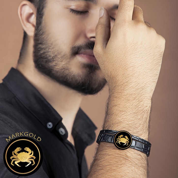 دستبند چرم روکش طلا سری ونوس ماه تولد تیر