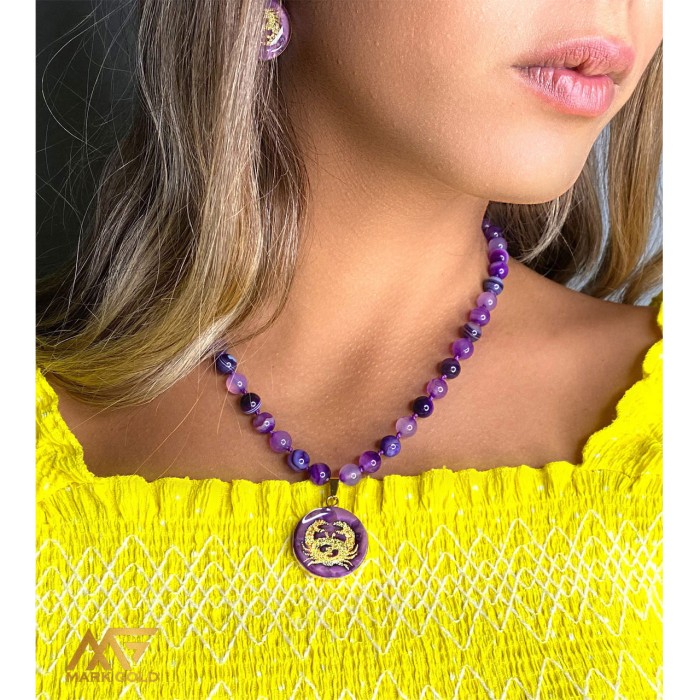 گردنبند دخترانه روکش طلا نماد ماه تولد تیر سری کلاسیک