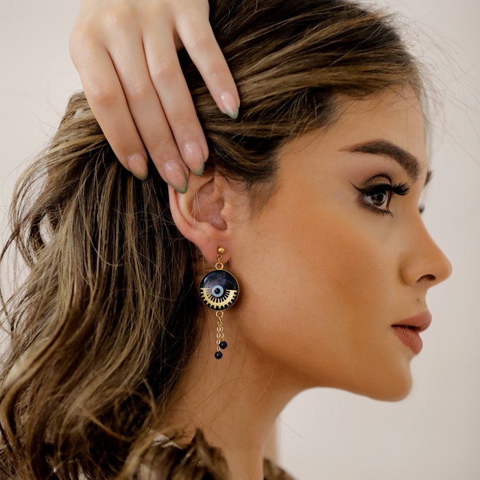 گوشواره دخترانه روکش طلا چشم نظر