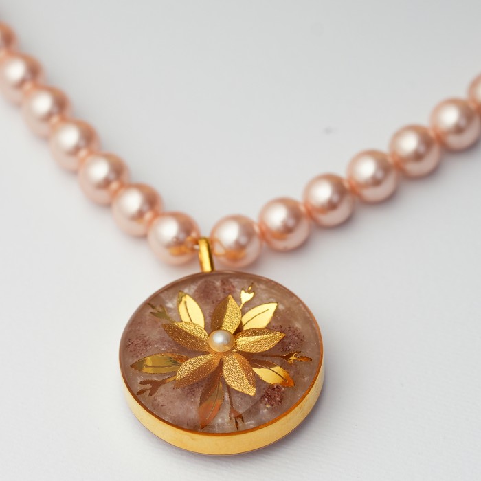 گردنبند دخترانه روکش طلا طرح نسترن