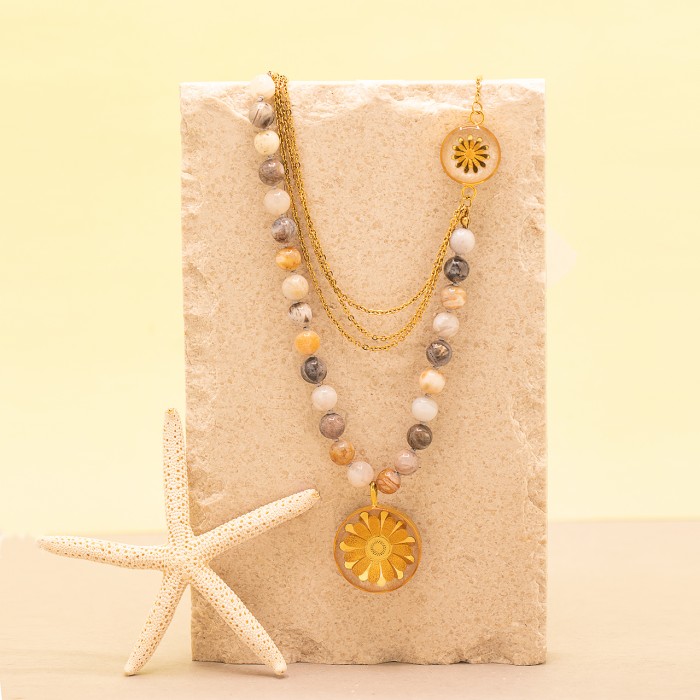 گردنبند دخترانه روکش طلا طرح گل بابونه camomille