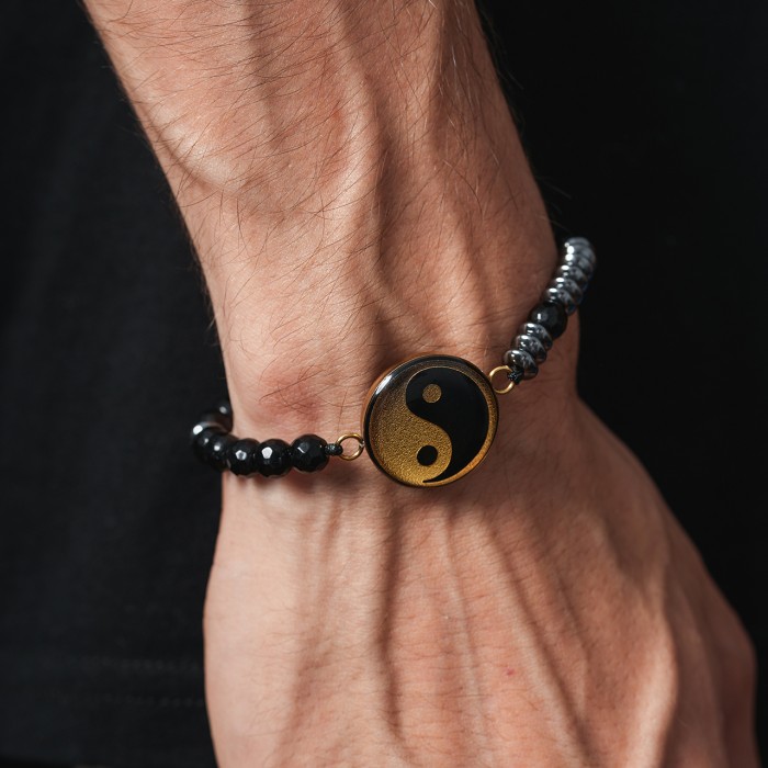 دستبند روکش طلا طرح یین و یانگ