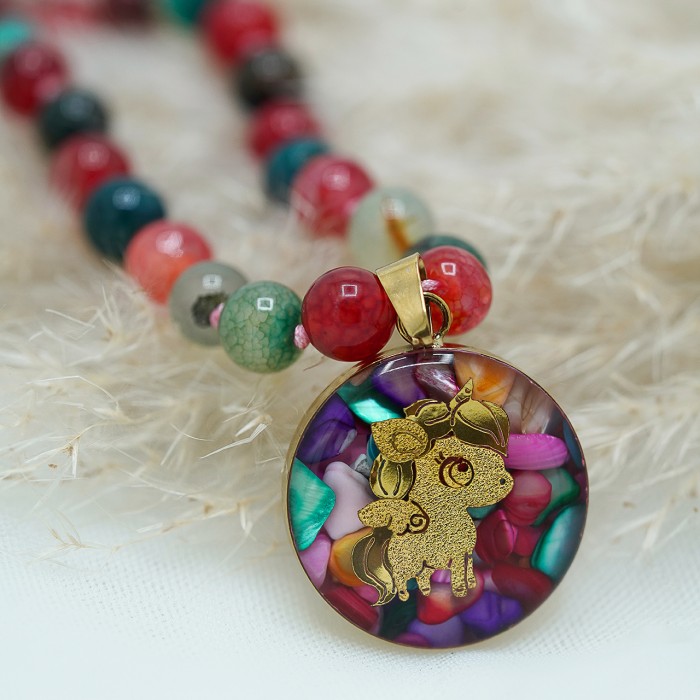 گردنبند دخترانه روکش طلا طرح یونیکورن