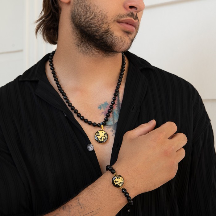 گردنبند روکش طلا طرح گوزن