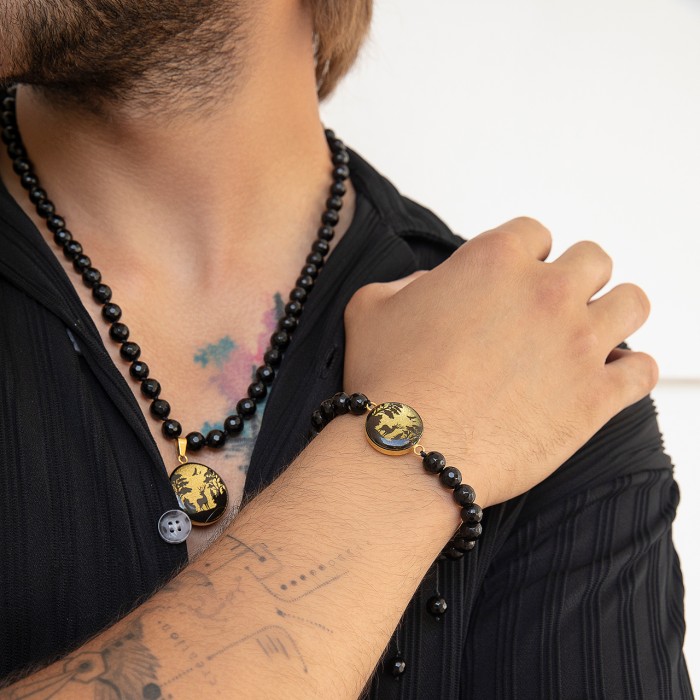 گردنبند روکش طلا طرح گوزن