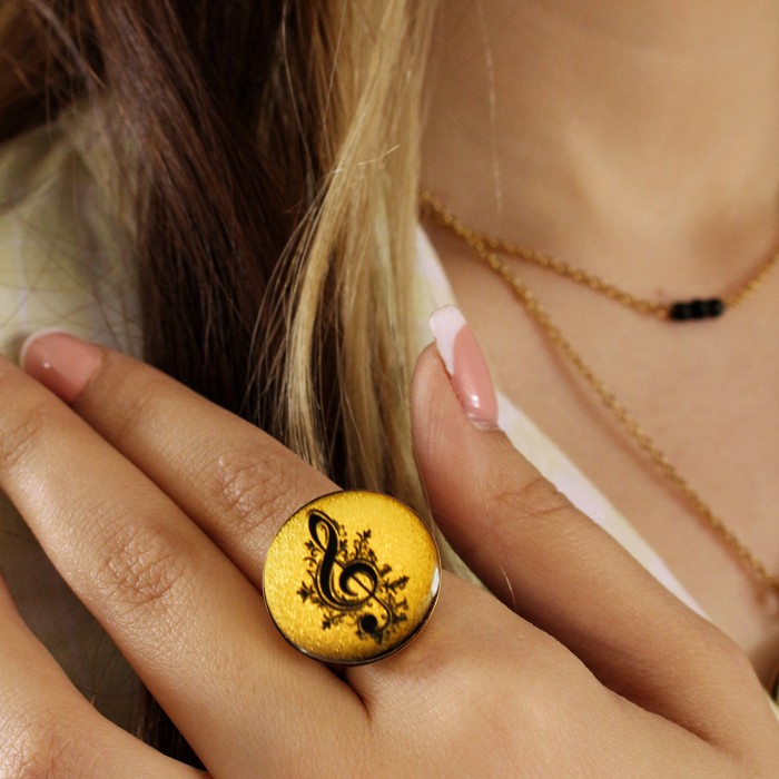 انگشتر دخترانه روکش طلا طرح نت سل