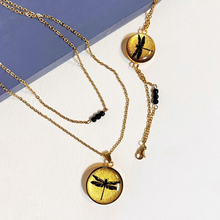 گردنبند دخترانه روکش طلا طرح سنجاقک