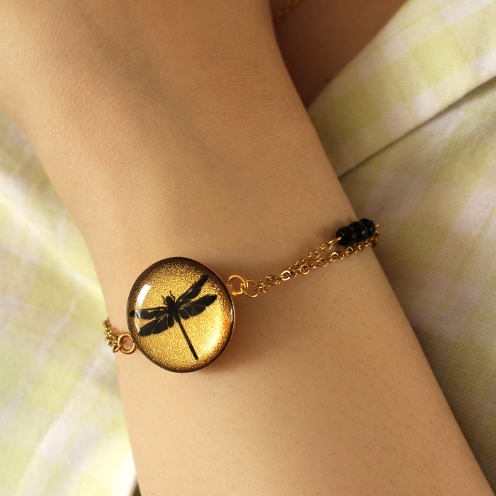 دستبند دخترانه روکش طلا طرح سنجاقک