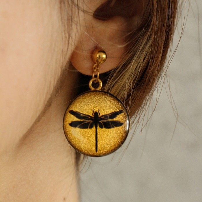 گوشواره دخترانه روکش طلا طرح سنجاقک