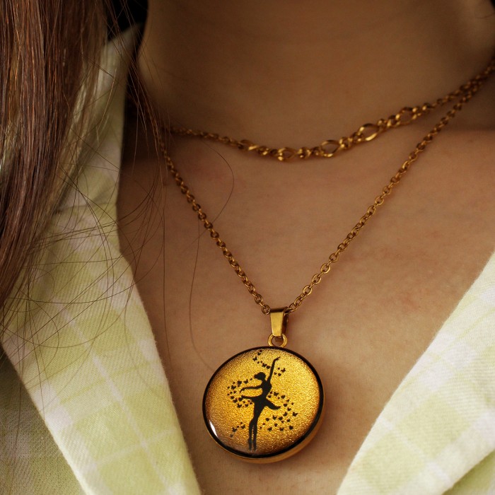 گردنبند دخترانه روکش طلا طرح بالرین 2