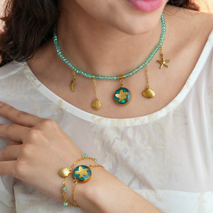 گردنبند روکش طلا طرح ستاره دریایی