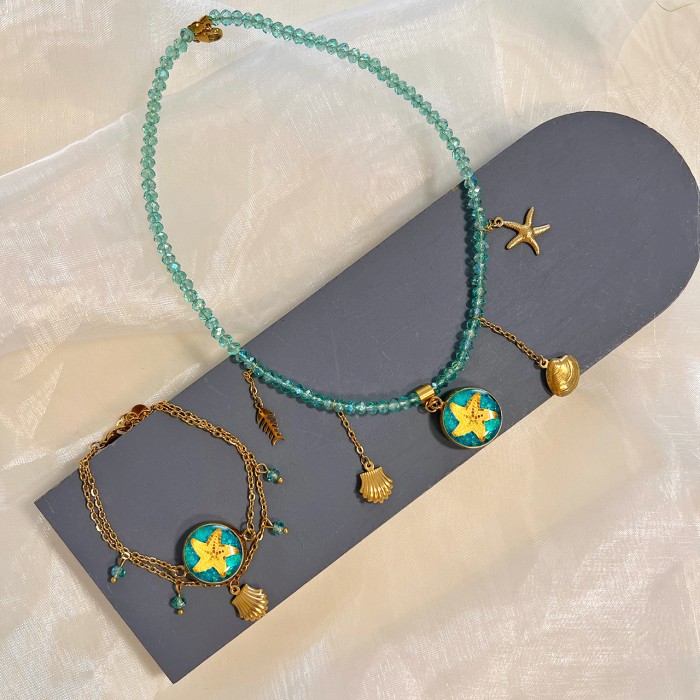 گردنبند روکش طلا طرح ستاره دریایی