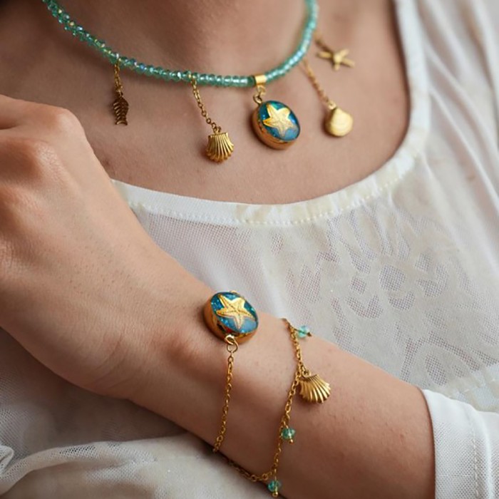 دستبند روکش طلا طرح ستاره دریایی