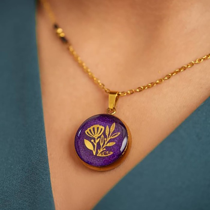 گردنبند روکش طلا طرح شقایق