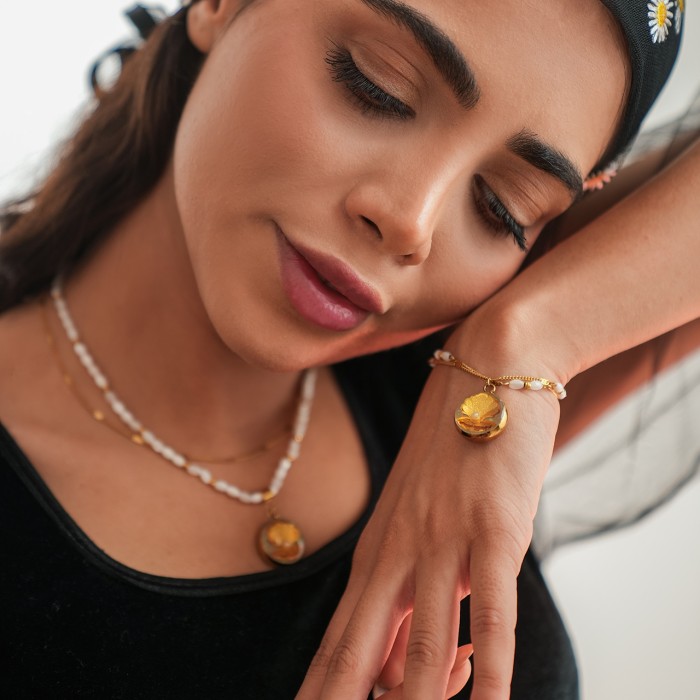 گردنبند روکش طلا طرح صدف