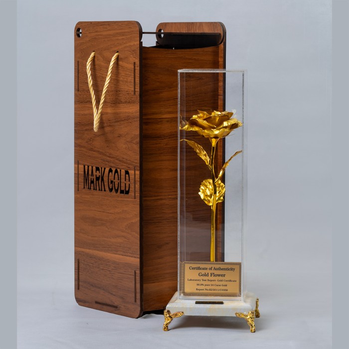 تندیس روکش طلا گل رز پایه طرح مرمر