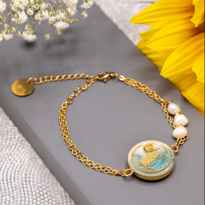 گردنبند دخترانه روکش طلا ماه تولد فروردین سری آرام