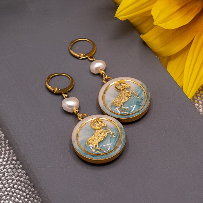 گوشواره دخترانه روکش طلا ماه تولد فروردین سری آرام